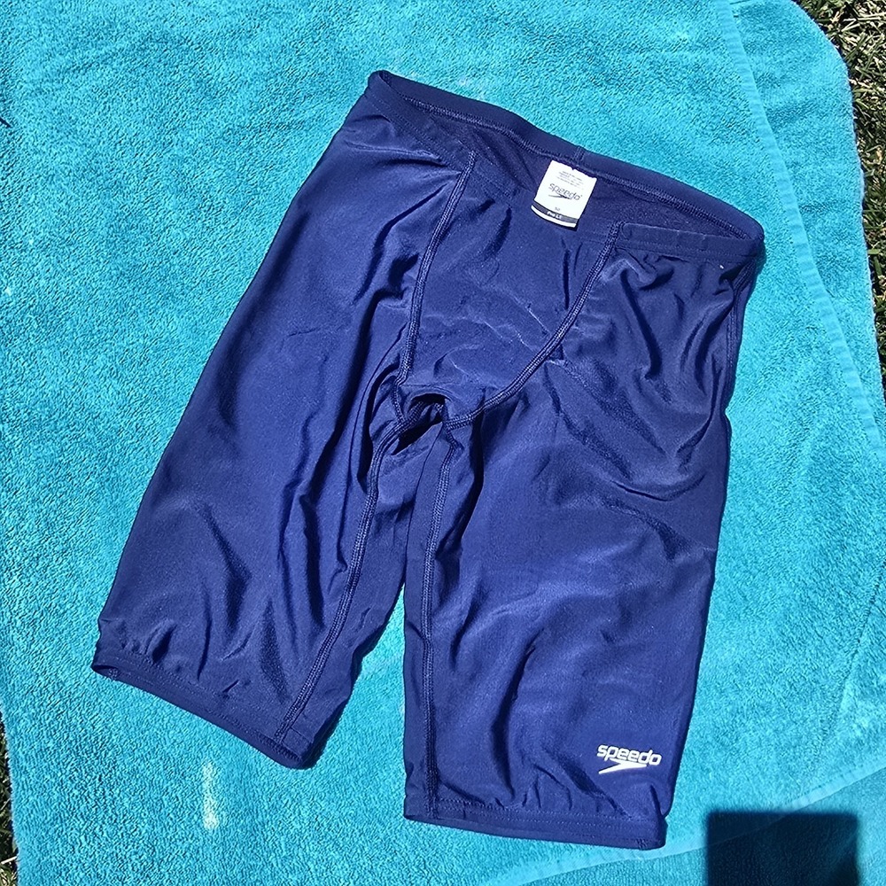 SPEEDO PRO LT Swimsuit JAMMER Size 30 Nylon Spandex SWIM Suit NAVY BLUE